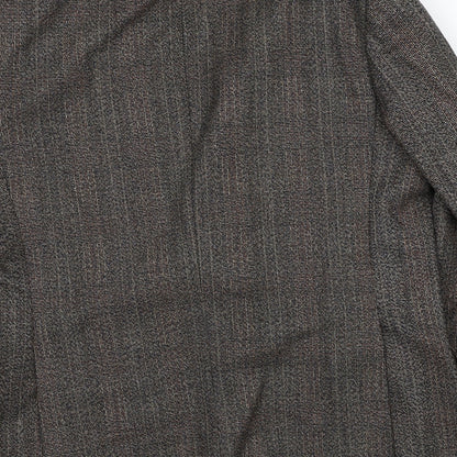 Preworn Mens Brown Striped Polyester Jacket Blazer Size 40 Regular