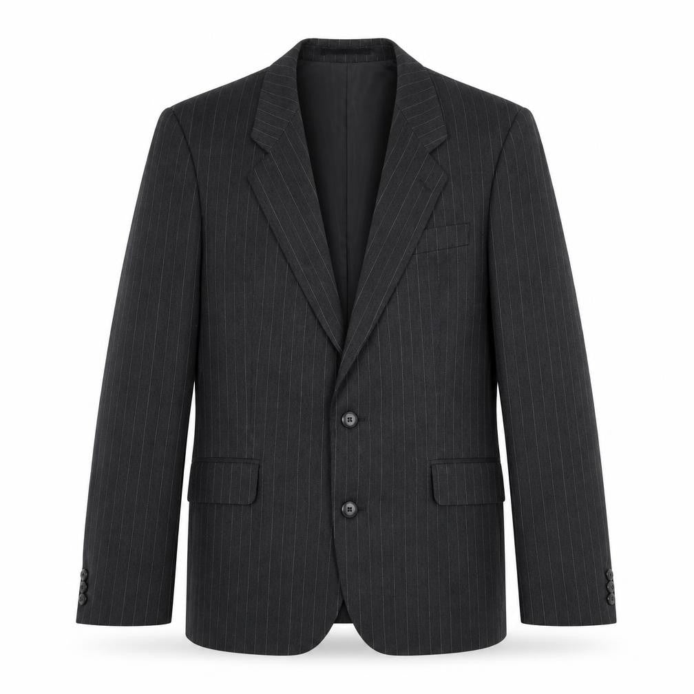 Marlowe Mens Grey Striped Polyester Jacket Suit Jacket Size 38 Regular