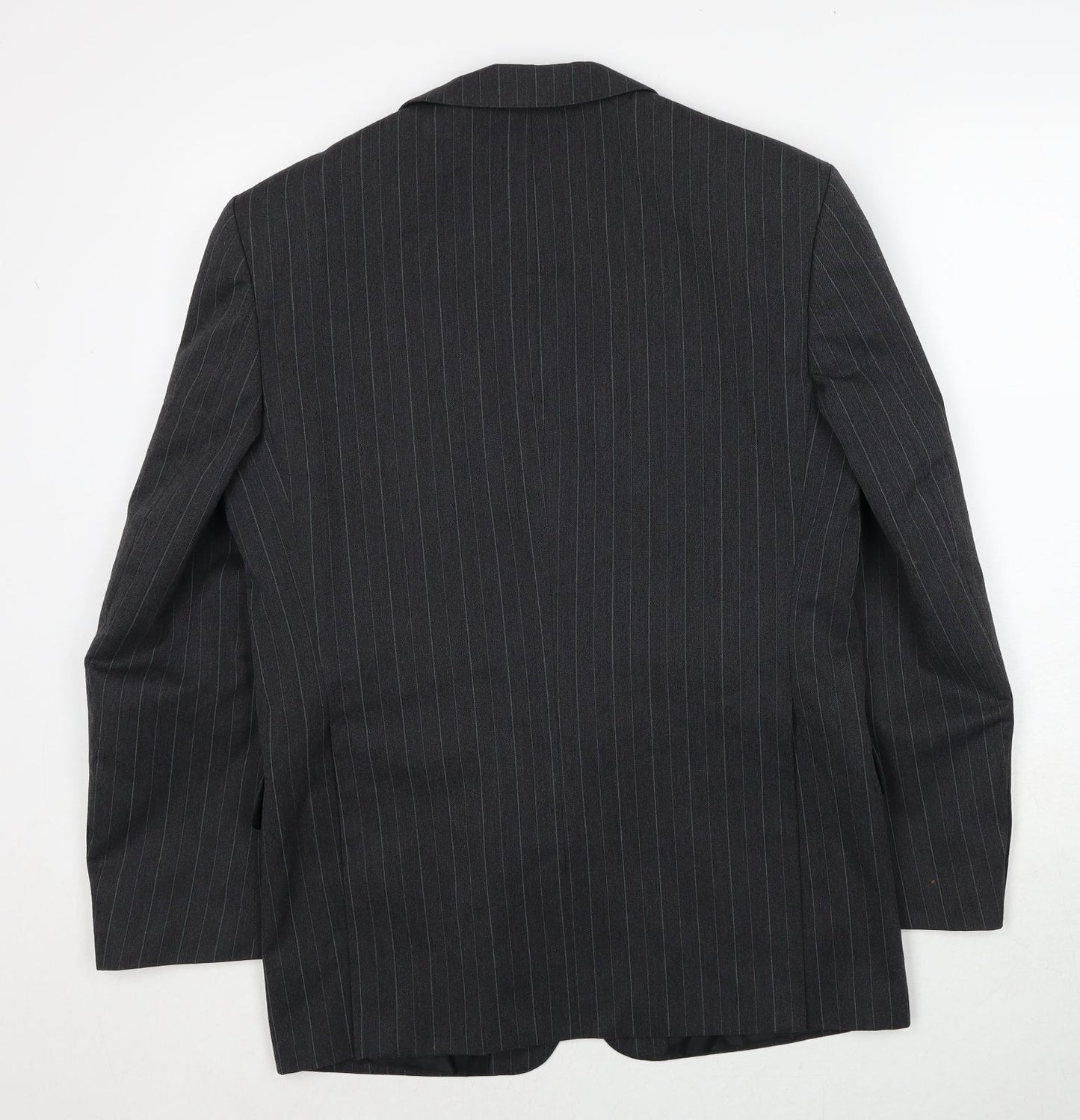 Marlowe Mens Grey Striped Polyester Jacket Suit Jacket Size 38 Regular