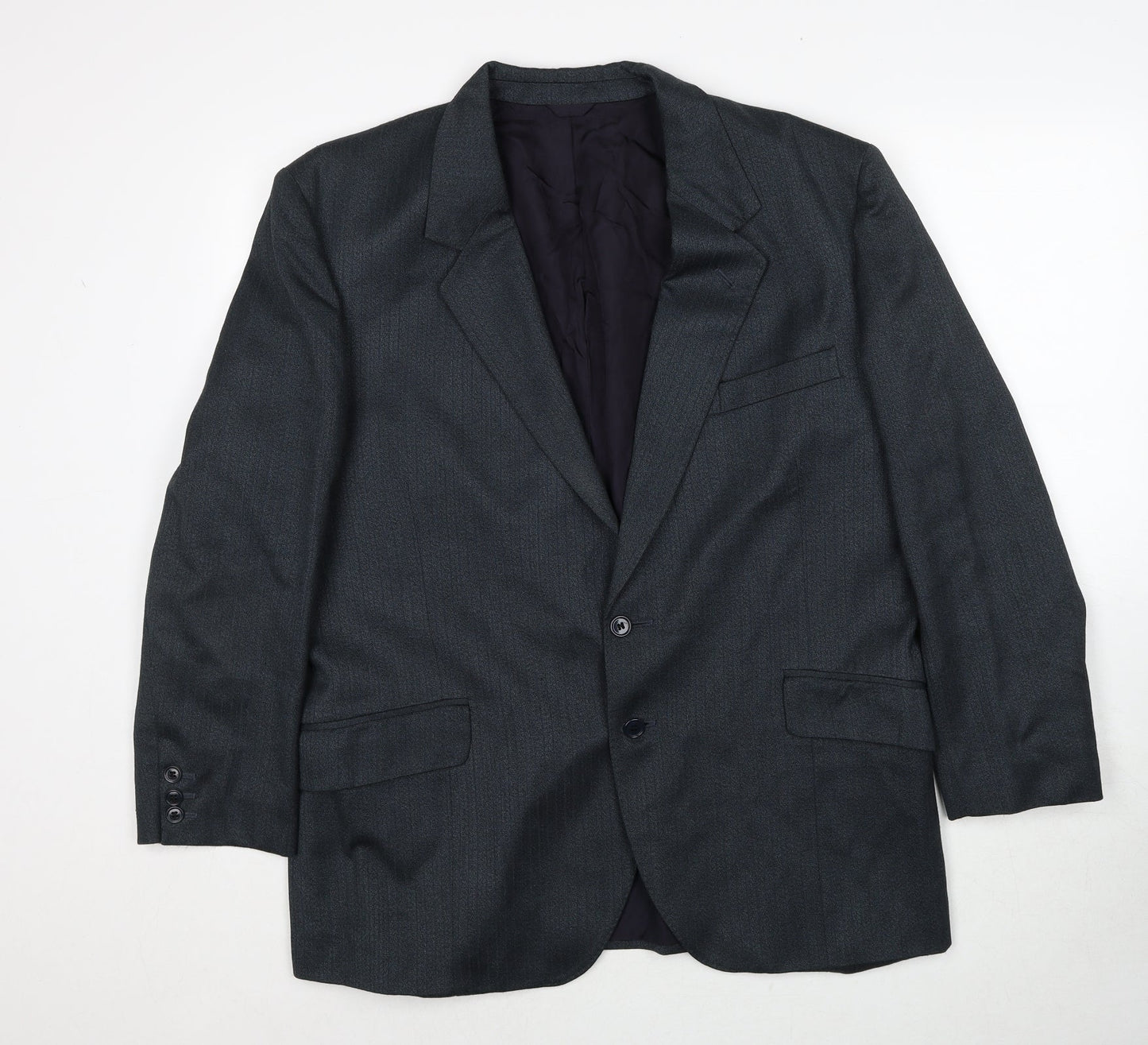Preworn Mens Grey Striped Polyester Jacket Suit Jacket Size 42 Regular