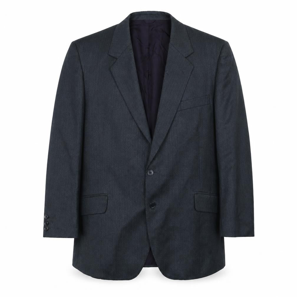 Preworn Mens Grey Striped Polyester Jacket Suit Jacket Size 42 Regular