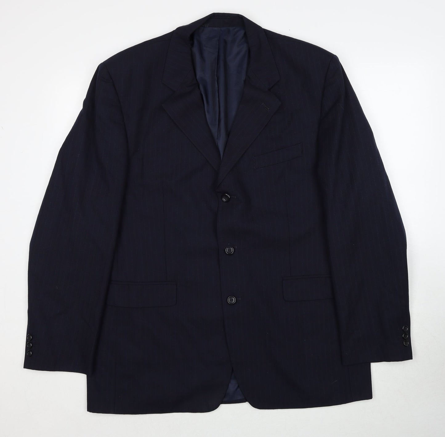 Sovrano Mens Blue Striped Polyester Jacket Suit Jacket Size 44 Regular