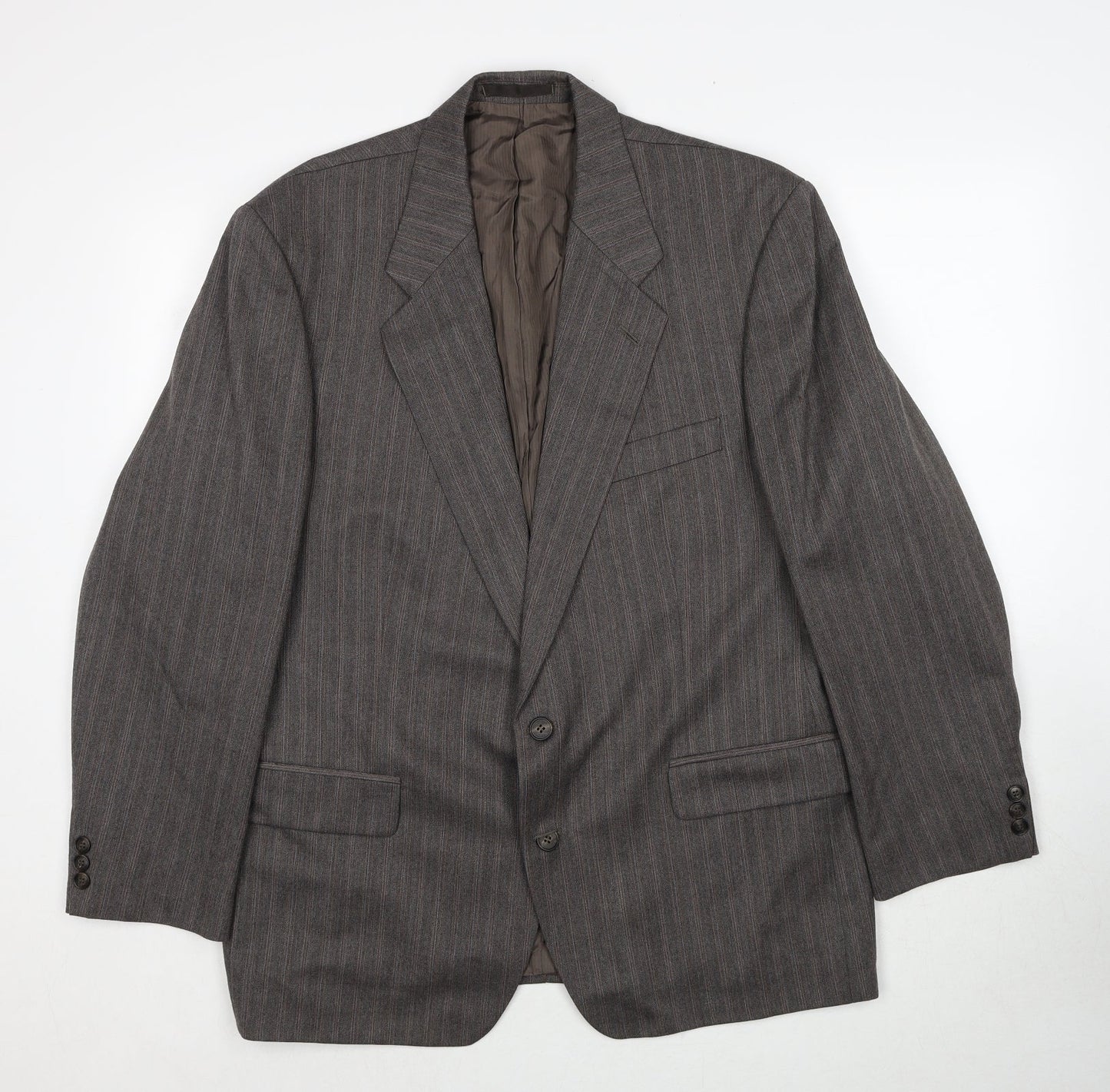 Marks and Spencer Mens Brown Striped Polyester Jacket Suit Jacket Size 44 Regular