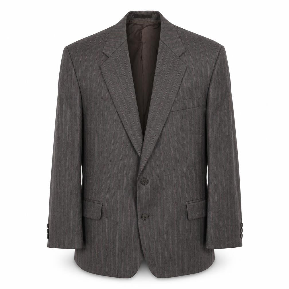 Marks & Spencer Mens Brown Striped Polyester Jacket Suit Jacket Size 44 Regular