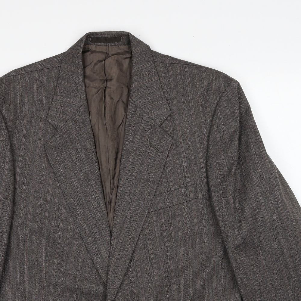 Marks and Spencer Mens Brown Striped Polyester Jacket Suit Jacket Size 44 Regular