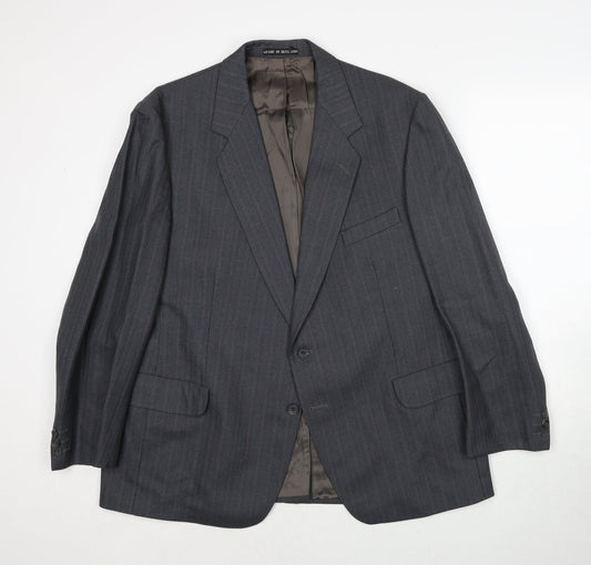 Dunn&Co. Mens Grey Striped Wool Jacket Suit Jacket Size 42 Regular