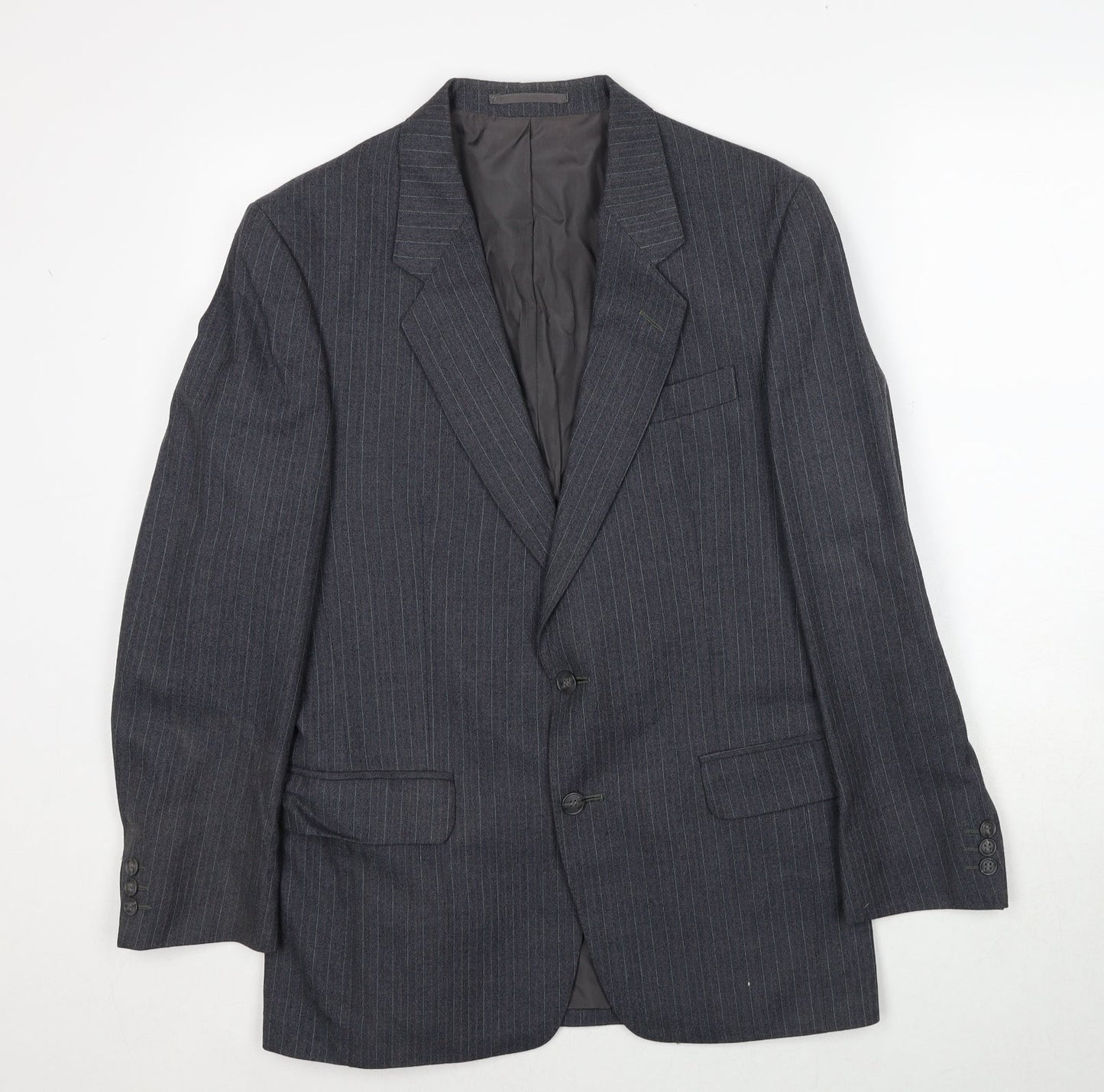 Hepworths Mens Grey Striped Wool Jacket Suit Jacket Size 38 Regular