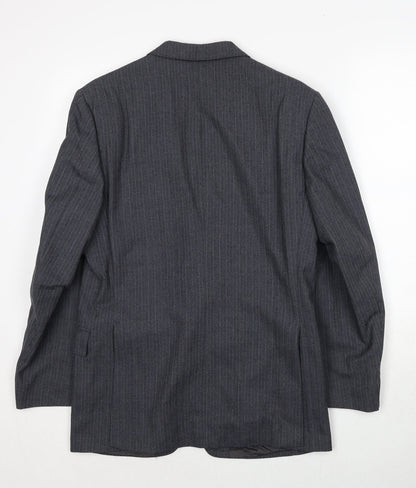 Hepworths Mens Grey Striped Wool Jacket Suit Jacket Size 38 Regular