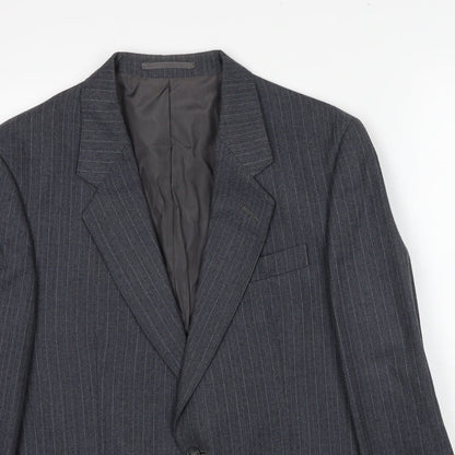 Hepworths Mens Grey Striped Wool Jacket Suit Jacket Size 38 Regular