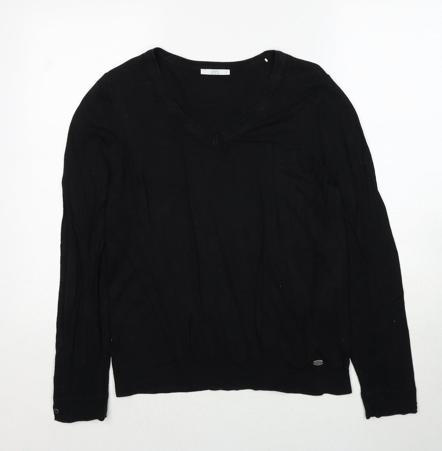 EDC Womens Black Round Neck Polyester Pullover Jumper Size L