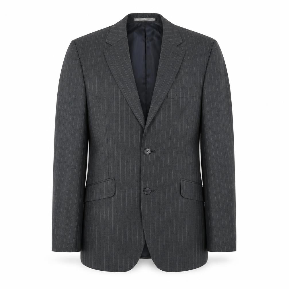 Burton Mens Grey Striped Polyester Jacket Suit Jacket Size 38 Regular