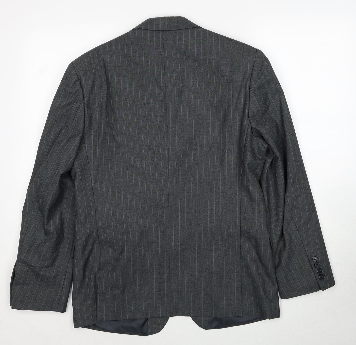 Burton Mens Grey Striped Polyester Jacket Suit Jacket Size 38 Regular