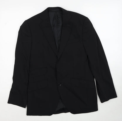 Oscar Flores Mens Black Wool Jacket Suit Jacket Size 34 Regular