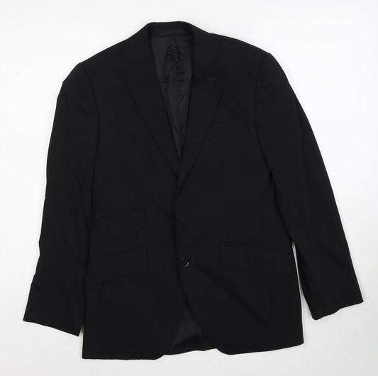 Oscar Flores Mens Black Wool Jacket Suit Jacket Size 34 Regular