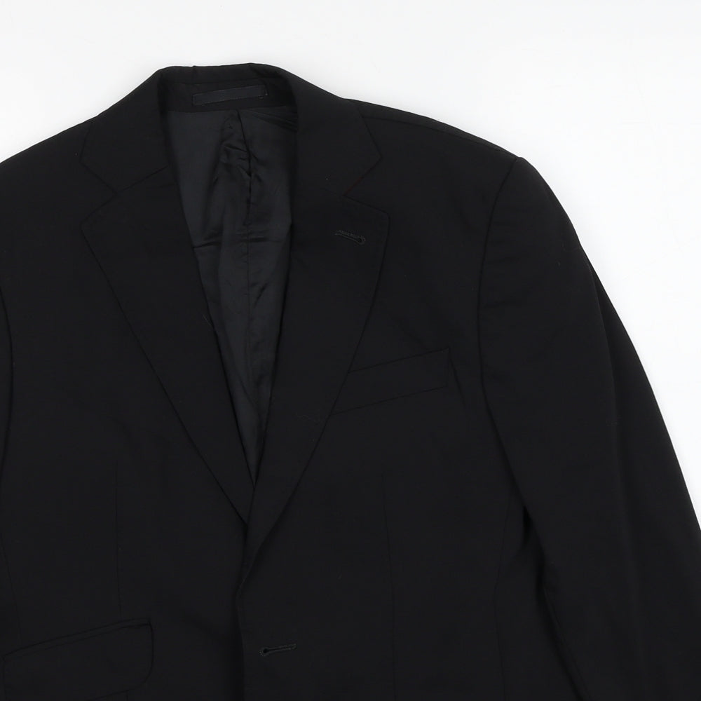 Oscar Flores Mens Black Wool Jacket Suit Jacket Size 34 Regular