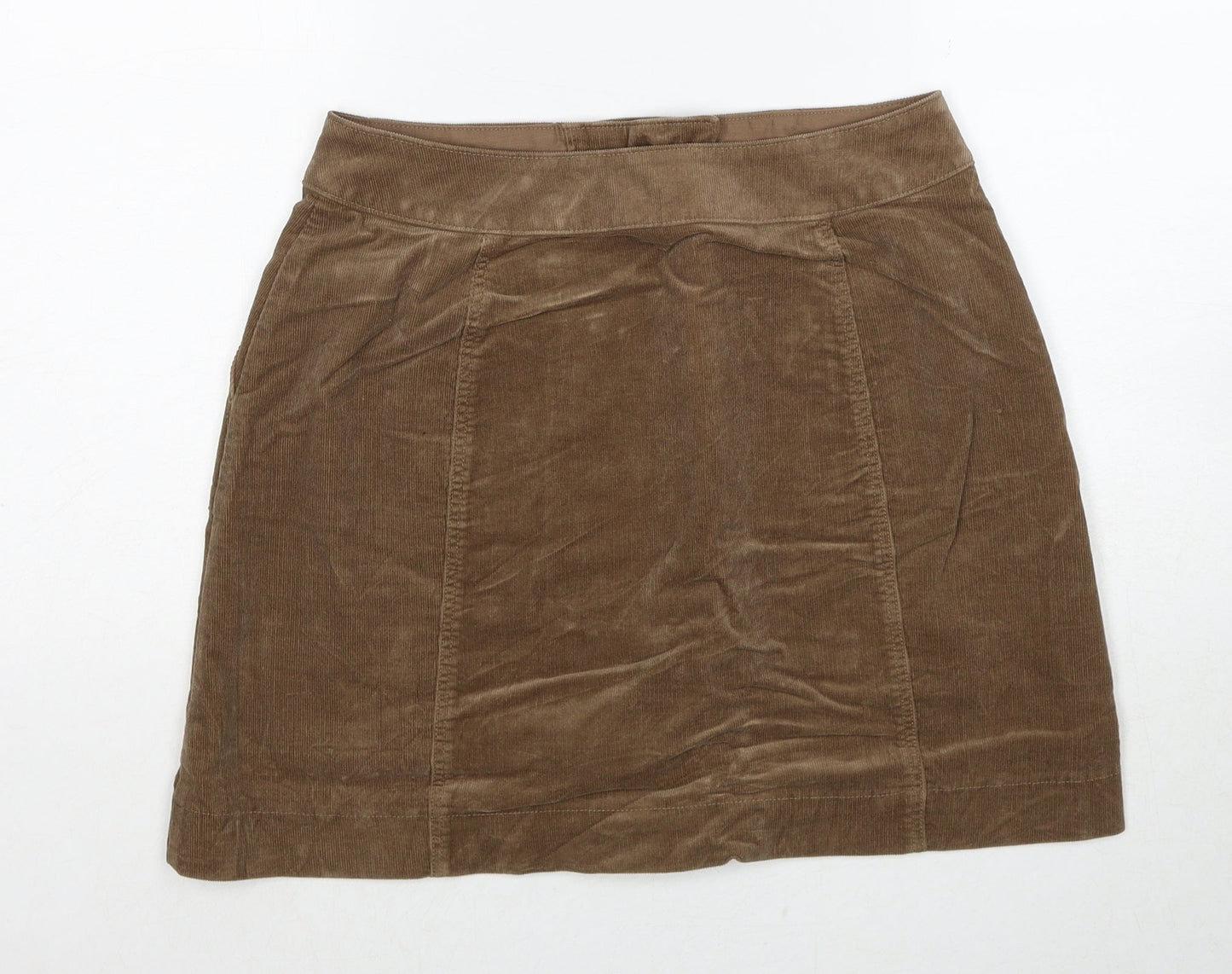 Uniqlo Womens Brown Cotton A-Line Skirt Size 26 in Button