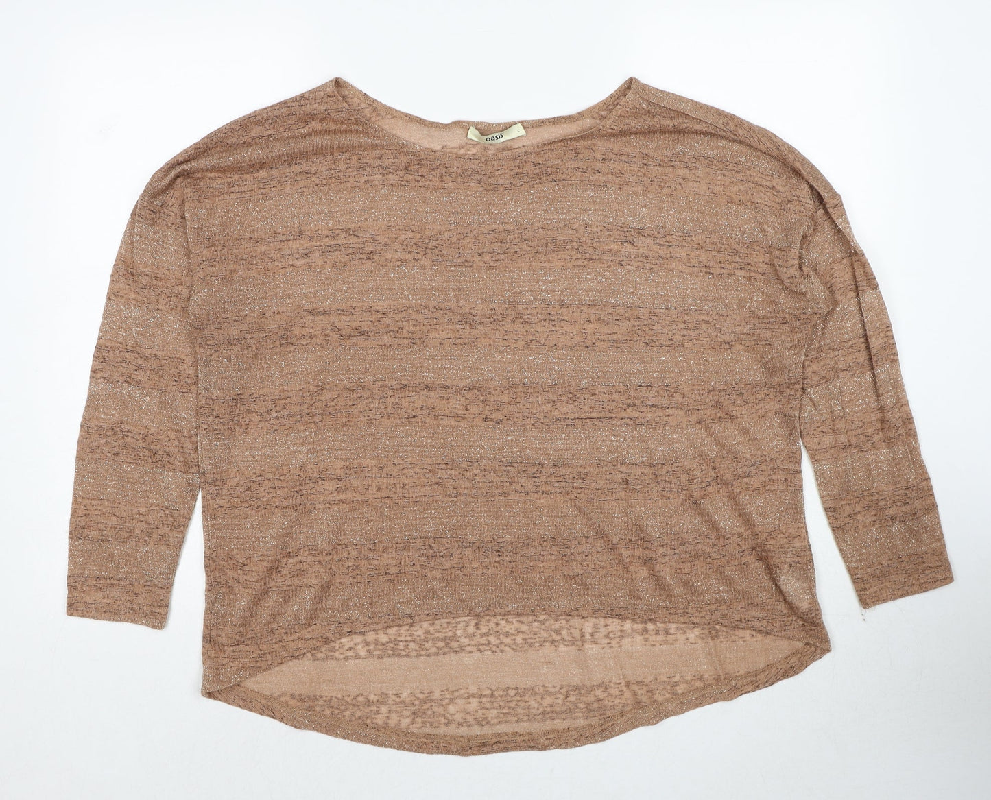 Oasis Womens Beige Round Neck Acrylic Pullover Jumper Size L