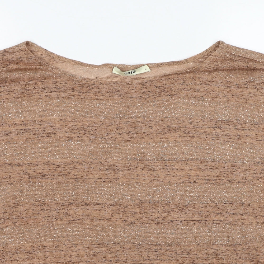 Oasis Womens Beige Round Neck Acrylic Pullover Jumper Size L