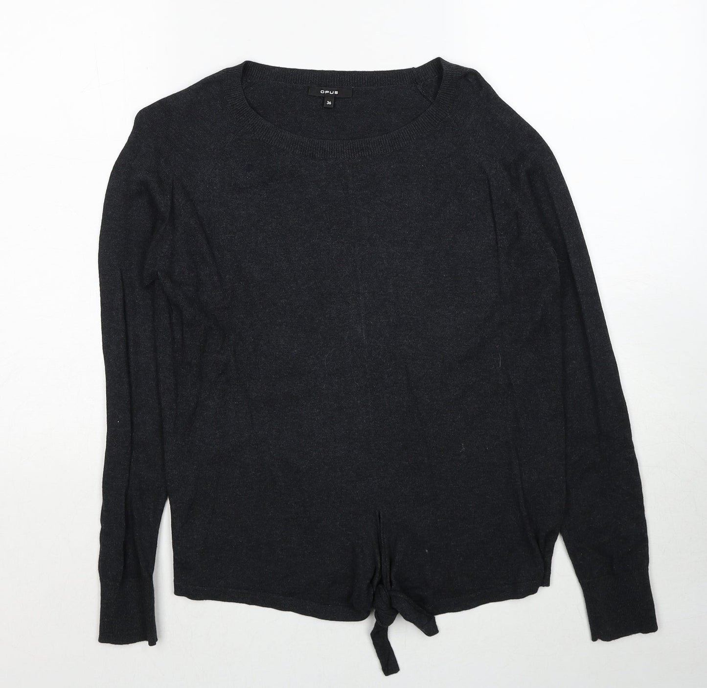 OPUS Womens Grey Round Neck Cotton Pullover Jumper Size 8