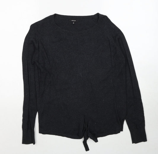 OPUS Womens Grey Round Neck Cotton Pullover Jumper Size 8