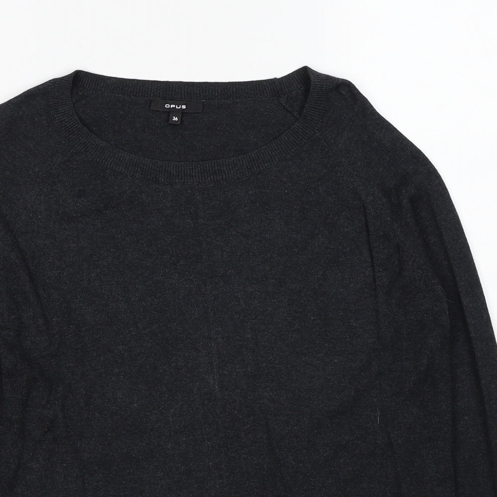 OPUS Womens Grey Round Neck Cotton Pullover Jumper Size 8