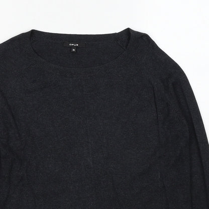 OPUS Womens Grey Round Neck Cotton Pullover Jumper Size 8