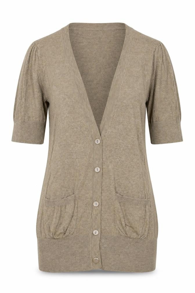 New Look Womens Beige V-Neck Cotton Cardigan Jumper Size 10