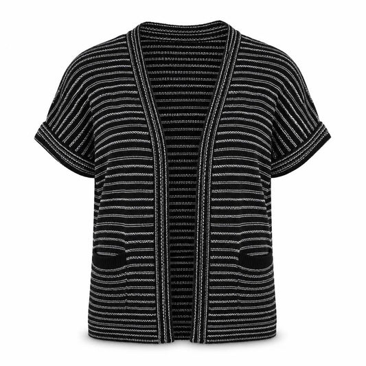 Silence + Noise Womens Black V-Neck Striped Acrylic Cardigan Jumper Size S