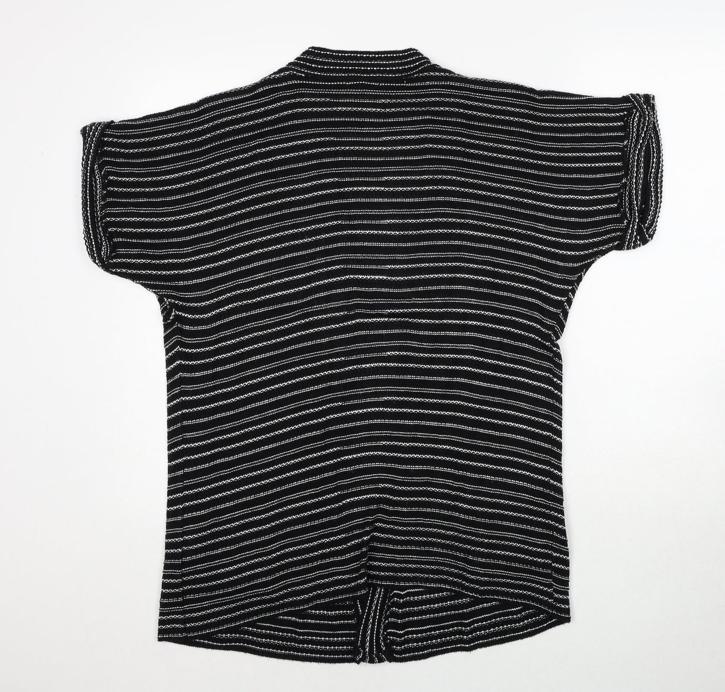 Silence + Noise Womens Black V-Neck Striped Acrylic Cardigan Jumper Size S