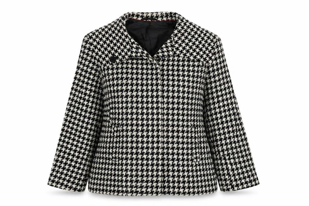 Mackays Womens Black Geometric Jacket Size 12 Button