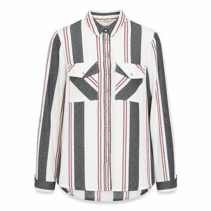 River Island Womens White Striped Viscose Basic Button-Up Size 10 Collared