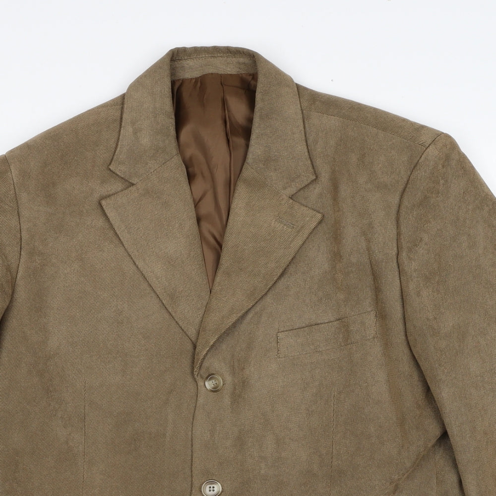 London Road Mens Brown Polyester Jacket Blazer Size 38 Regular