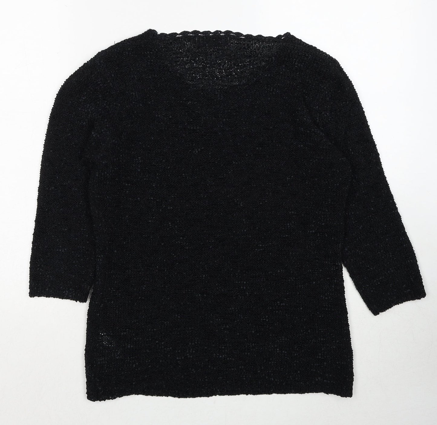 Bonmarché Womens Black Round Neck Floral Polyester Pullover Jumper Size M