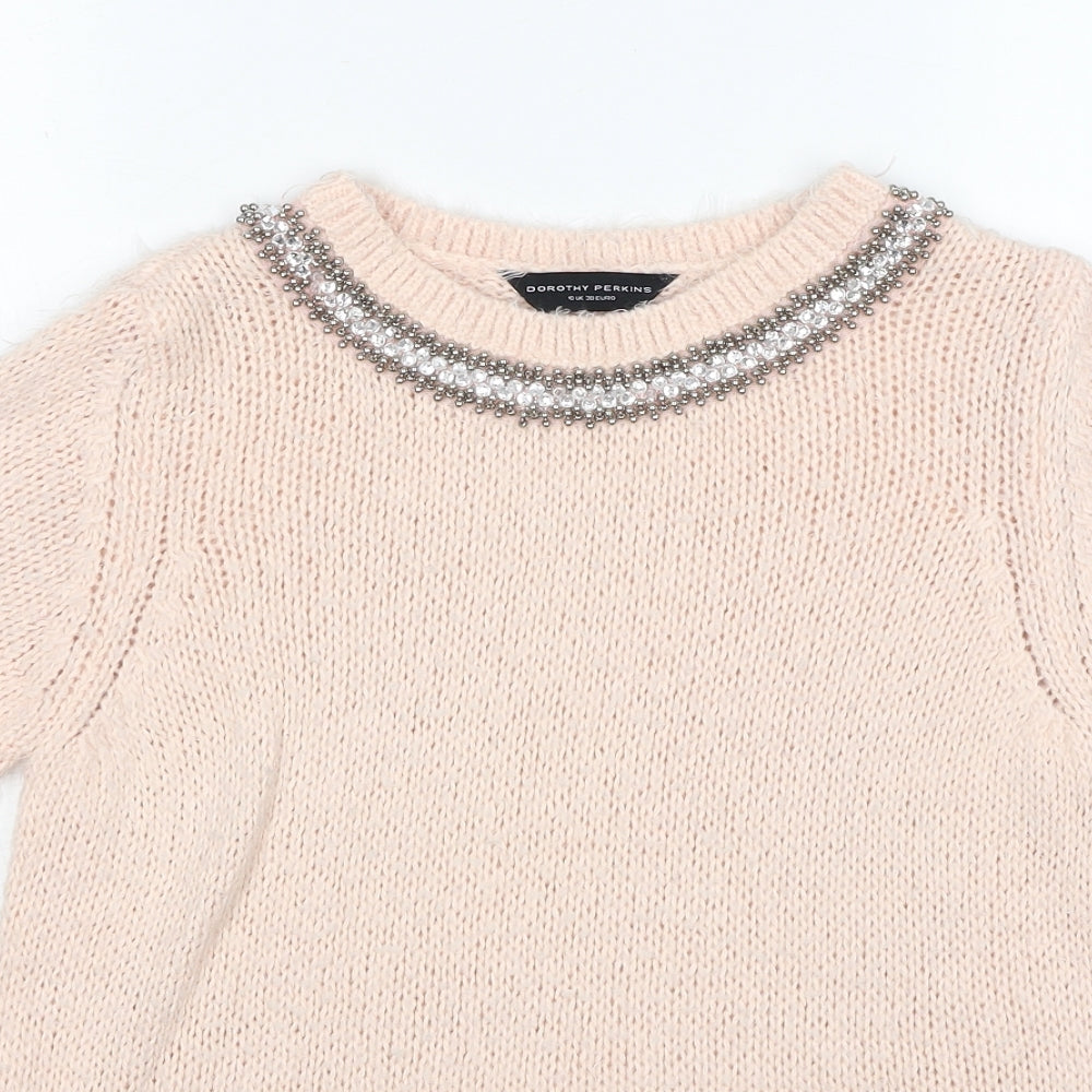 Dorothy Perkins Womens Pink Round Neck Acrylic Pullover Jumper Size 10