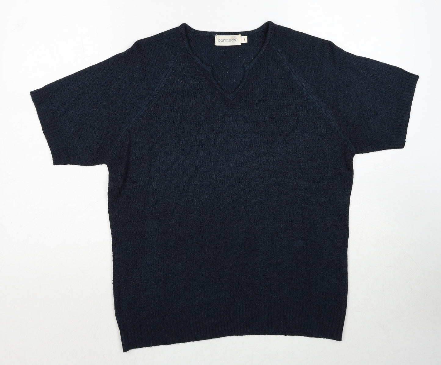 Bonmarché Womens Blue V-Neck Acrylic Pullover Jumper Size S