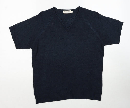 Bonmarché Womens Blue V-Neck Acrylic Pullover Jumper Size S