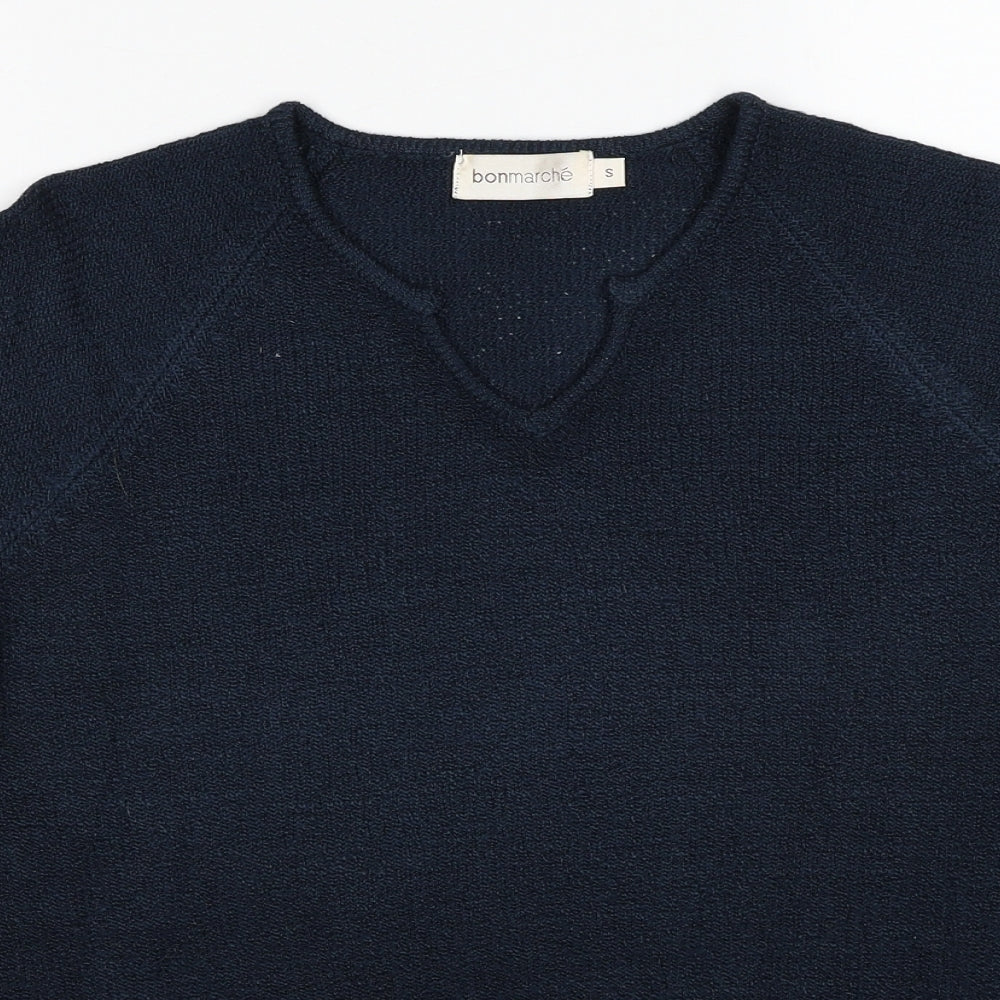 Bonmarché Womens Blue V-Neck Acrylic Pullover Jumper Size S