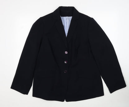 Essence Womens Black Polyester Jacket Blazer Size 16 Button