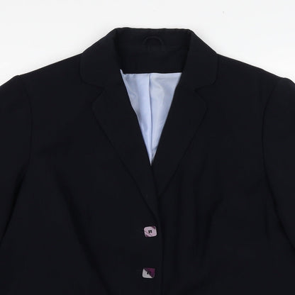 Essence Womens Black Polyester Jacket Blazer Size 16 Button
