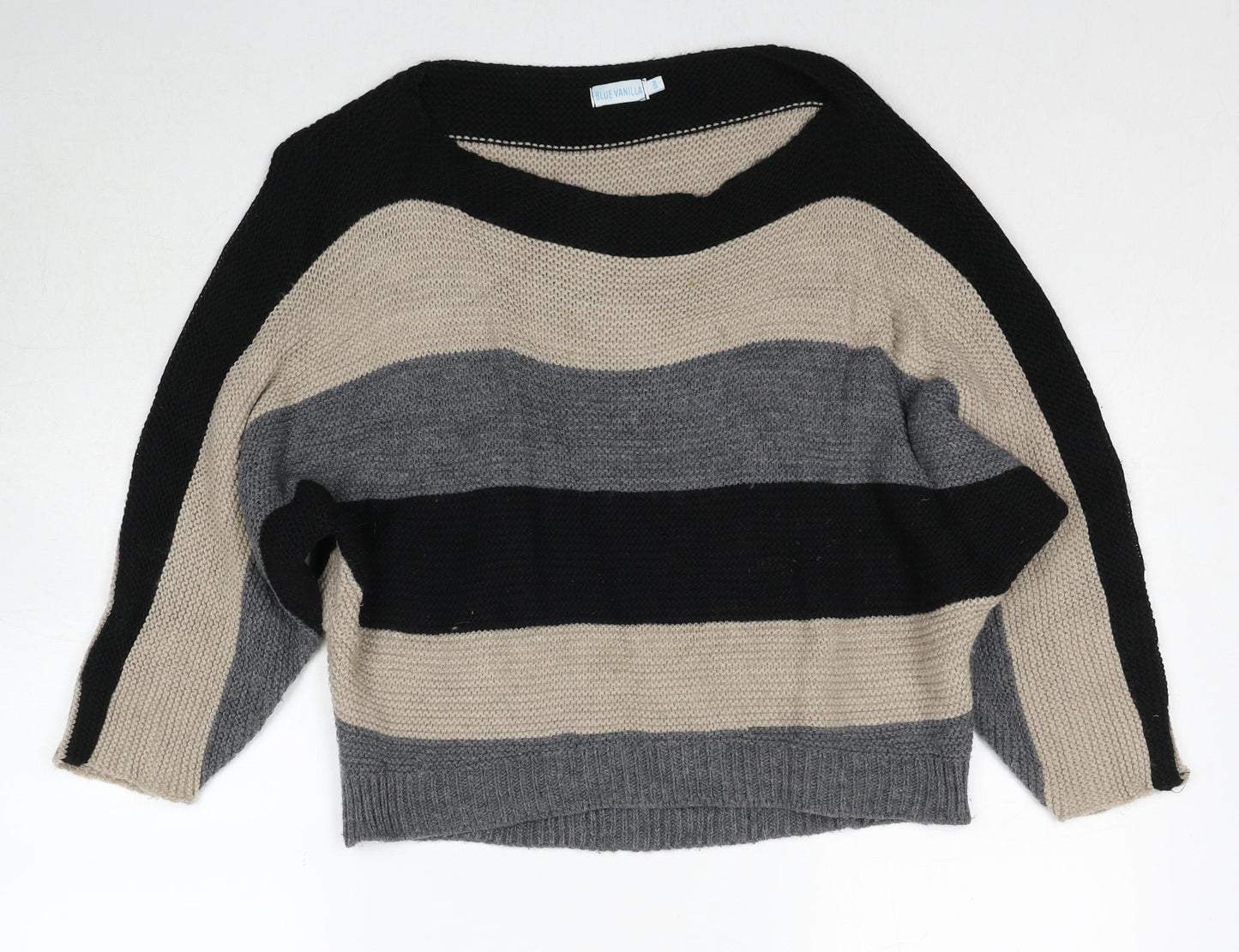Blue Vanilla Womens Multicoloured Round Neck Striped Polyester Pullover Jumper Size S - Size S-M
