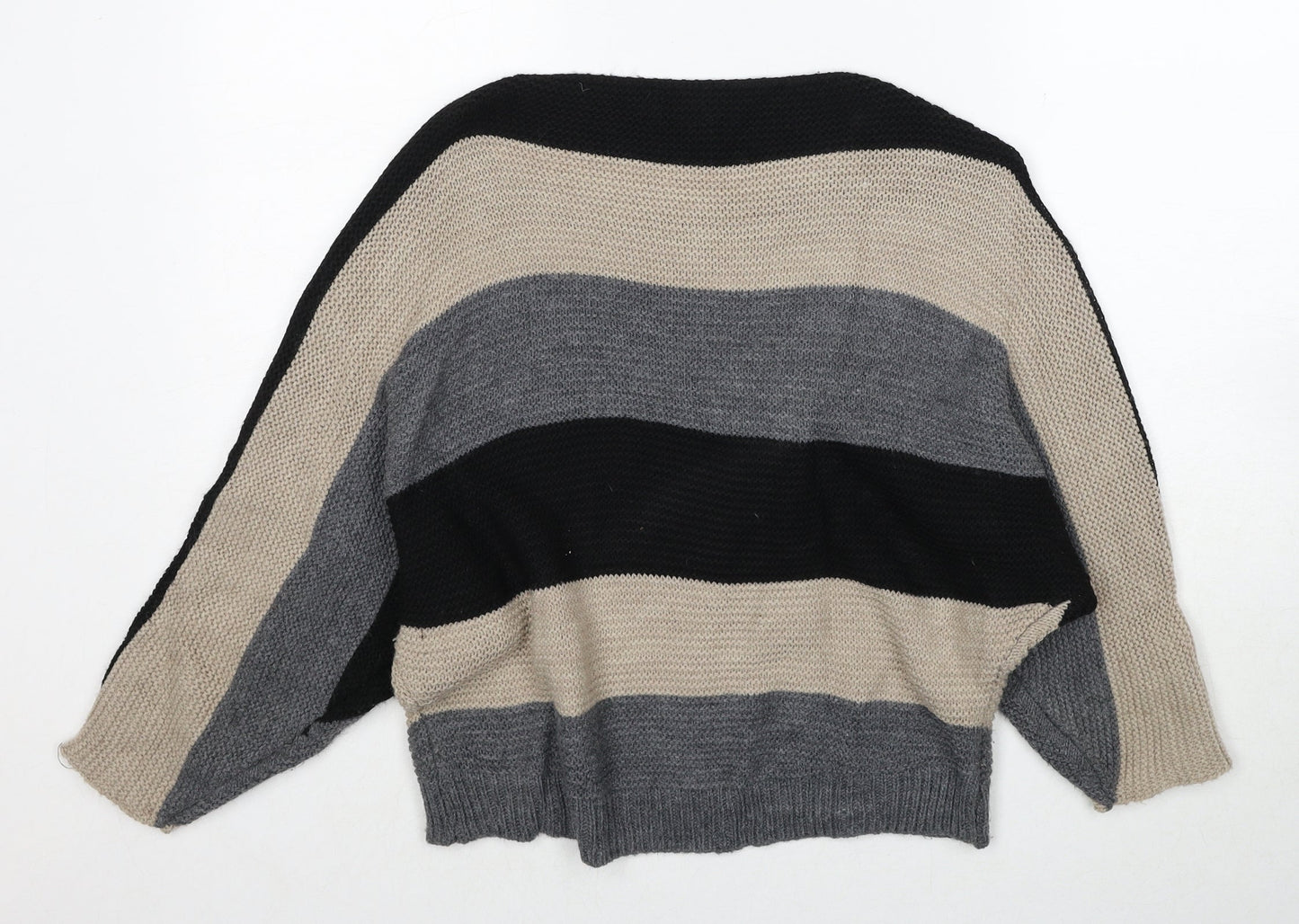 Blue Vanilla Womens Multicoloured Round Neck Striped Polyester Pullover Jumper Size S - Size S-M