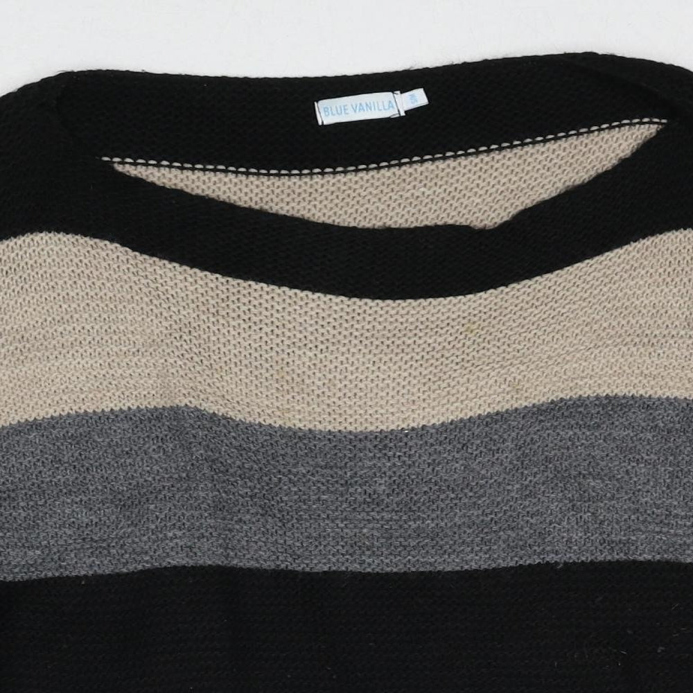 Blue Vanilla Womens Multicoloured Round Neck Striped Polyester Pullover Jumper Size S - Size S-M