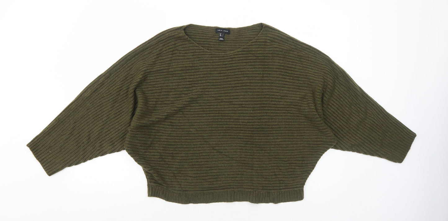 New Look Womens Green Round Neck Acrylic Pullover Jumper Size L
