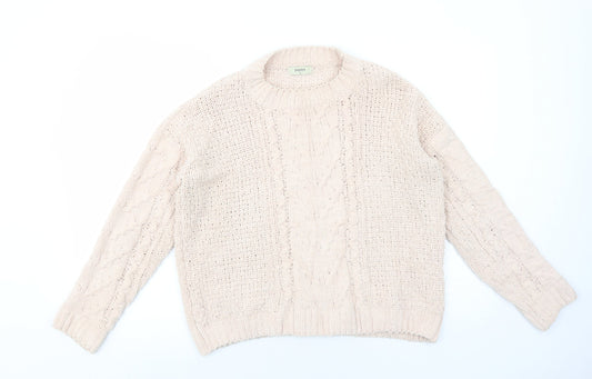 Papaya Womens Pink Round Neck Polyester Pullover Jumper Size S