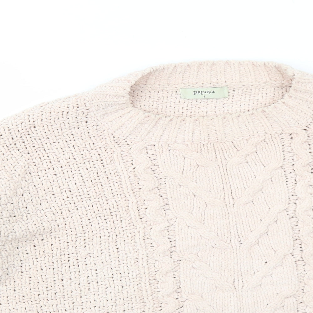 Papaya Womens Pink Round Neck Polyester Pullover Jumper Size S