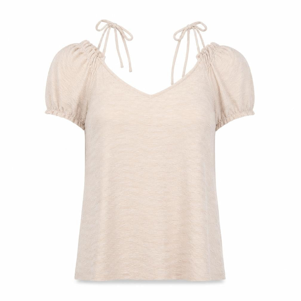 New Look Womens Pink Polyester Basic Blouse Size 6 V-Neck - Tie Shoulder Detail