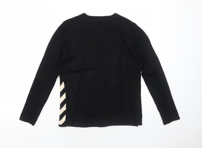 Frank Womens Saul Black Round Neck Viscose Pullover Jumper Size S