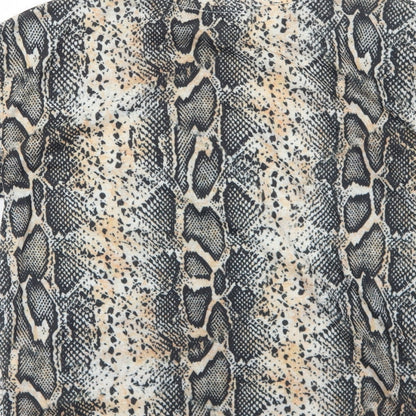 Boohoo Womens Black Animal Print Polyester Basic T-Shirt Size 8 Round Neck - Snakeskin Pattern