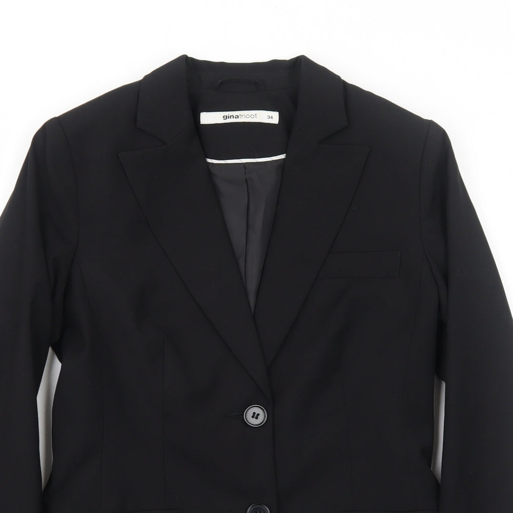 Gina Tricot Womens Black Polyester Jacket Blazer Size 6 - Five-Button Jacket Sleeve