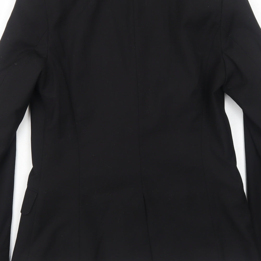 Gina Tricot Womens Black Polyester Jacket Blazer Size 6 - Five-Button Jacket Sleeve
